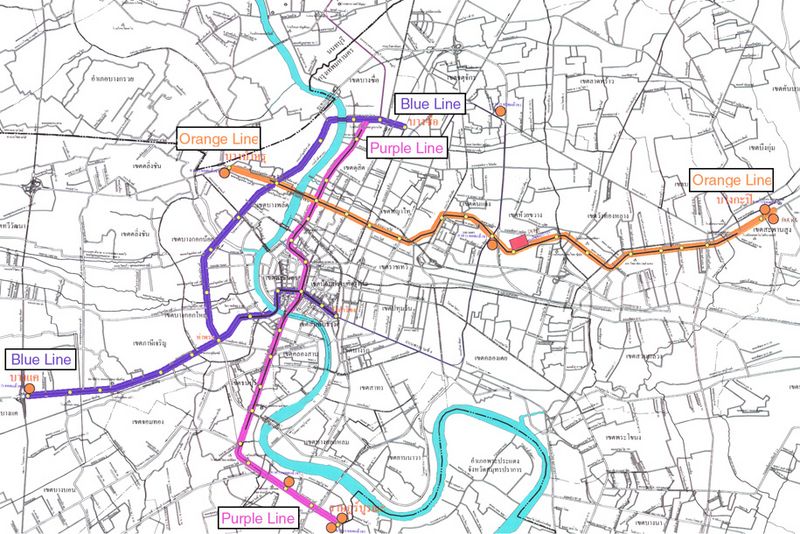 MRT Blue, Orange and Purple Line